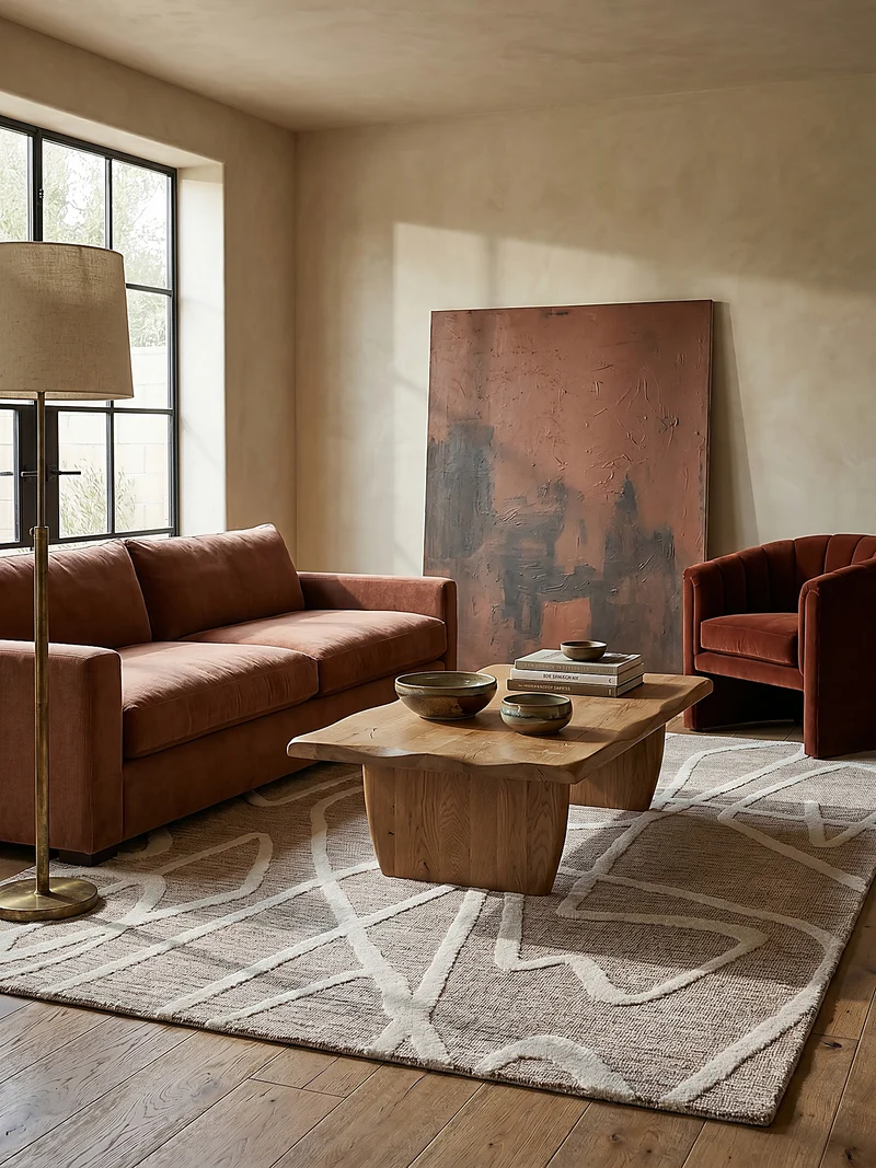 Teppich Kurzflor Linienmuster, Abstrakt, Wohnzimmer