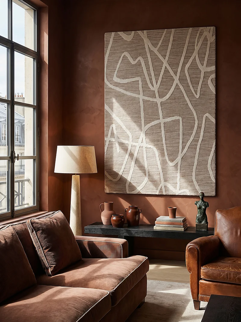 Teppich Kurzflor Linienmuster, Abstrakt, Wohnzimmer