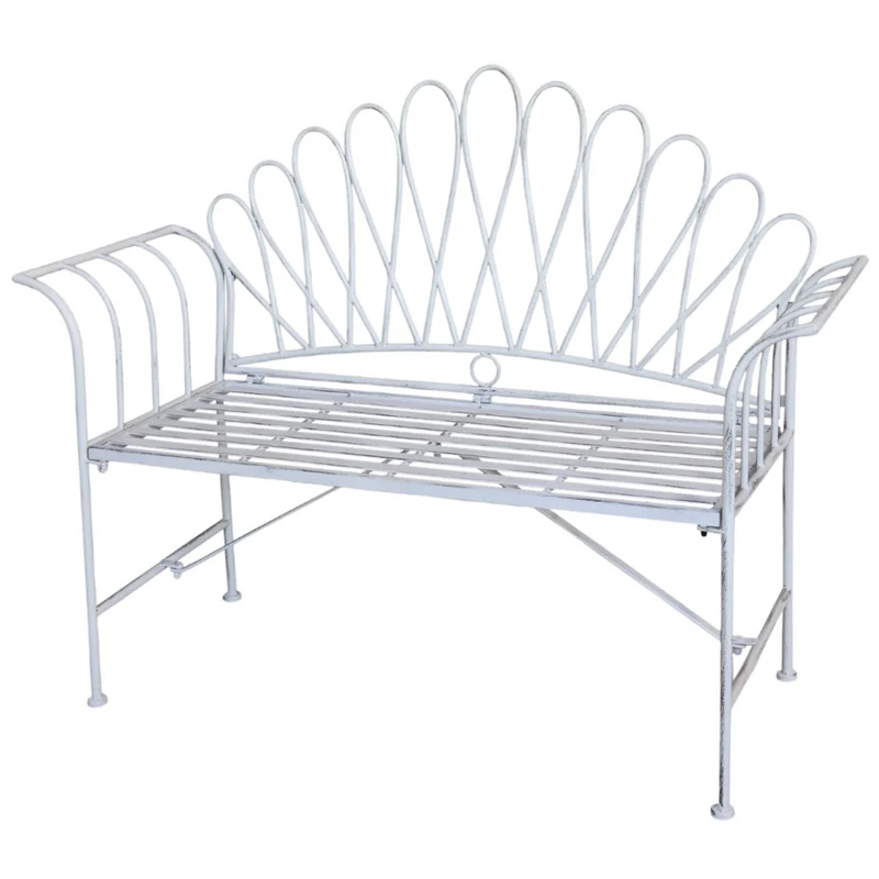 Chic Antique Gartenbank mit Dekor Antique Creme – Eisenbank im Vintage Landhausstil