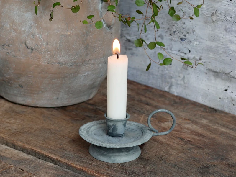 Kammerleuchter auf Fuß – Chic Antique, Antique Zink