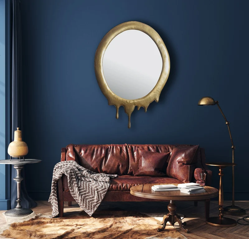 Wandspiegel Oval Metall Gold 50x71 cm Modern