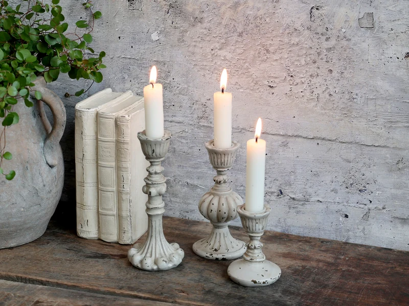 Chic Antique Kerzenständer Antique Grau