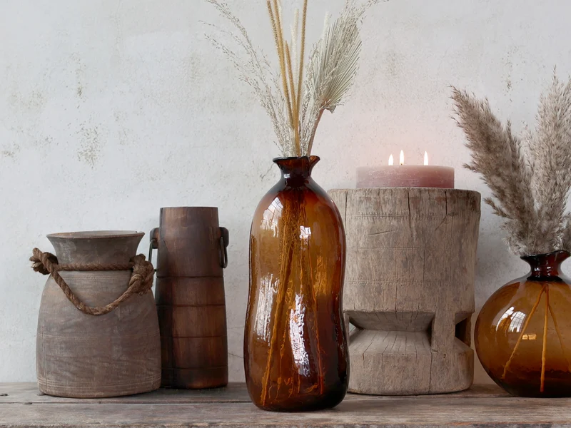 Chic Antique Vase aus braunem Glas