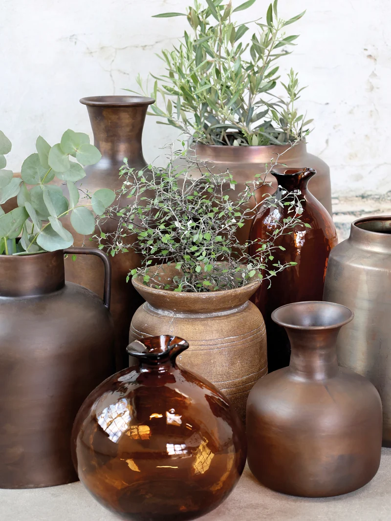 Chic Antique Vase aus braunem Glas