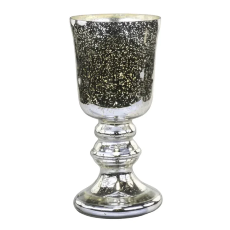 Chic Antique Vase auf Fuß aus Glas in Bauernsilber
