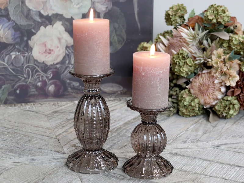 Kerzenständer mit Perlkante – Chic Antique, Mokka