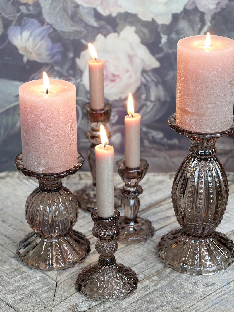 Kerzenständer mit Perlkante – Chic Antique, Mokka