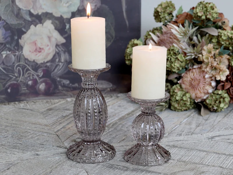 Kerzenständer mit Perlkante – Chic Antique, Taube
