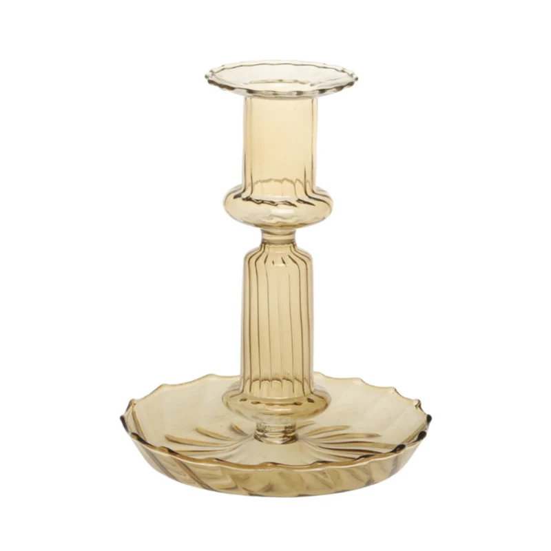 Chic Antique Kerzenständer aus Glas in Bernstein
