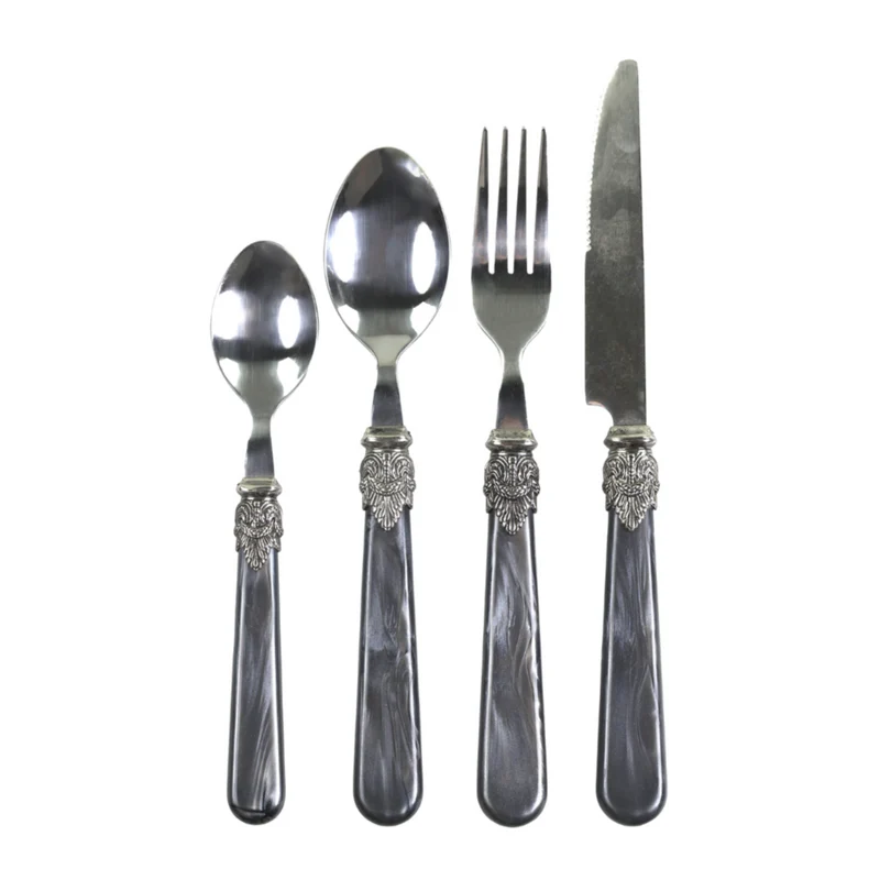 Chic Antique Linas Besteck Antique Kohle mit Silber Deko – 4er Set