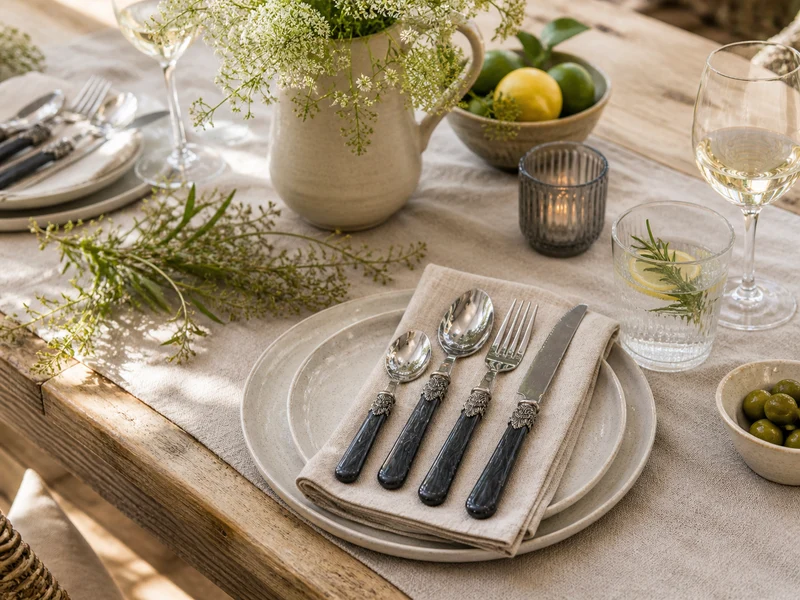 Chic Antique Linas Besteck Antique Kohle mit Silber Deko – 4er Set