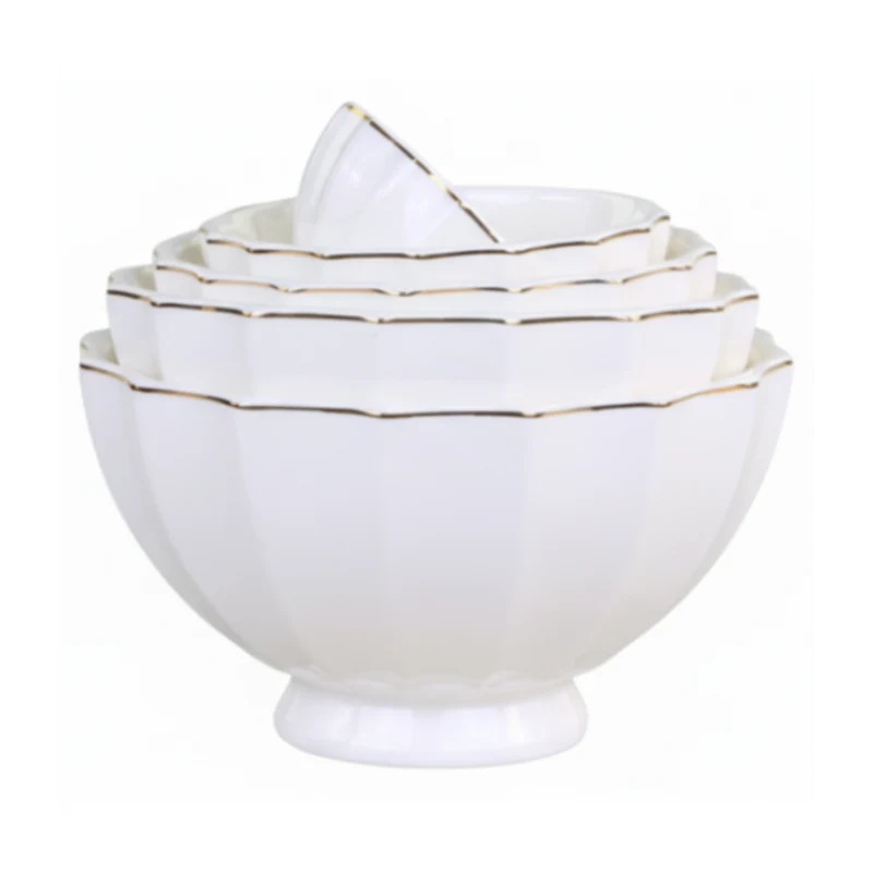 Chic Antique Arés Latteschüssel mit Goldrand – 5er Set