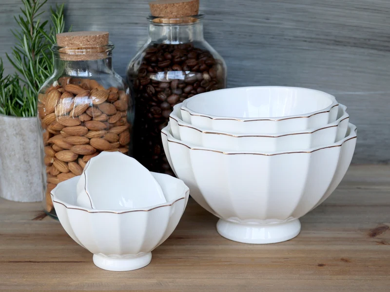 Chic Antique Arés Latteschüssel mit Goldrand – 5er Set