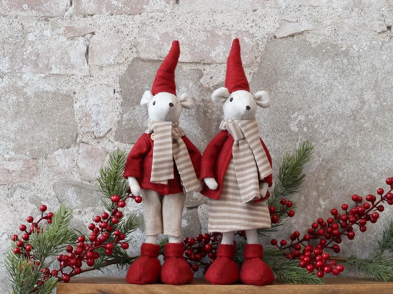 Chic Antique Julius & Juliane Weihnachtsmaus – dekoratives Mäusepaar im 2er Set