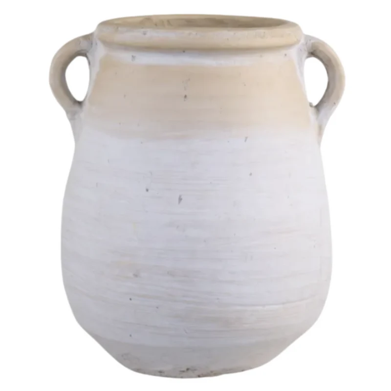 Chic Antique Vase zur Dekoration aus Zement – Creme