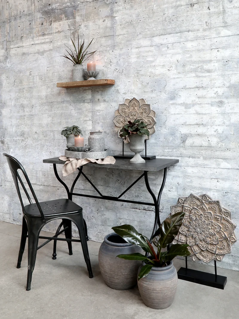 Chic Antique Aufsatz auf Fuß mit Dekor – Antique Zink