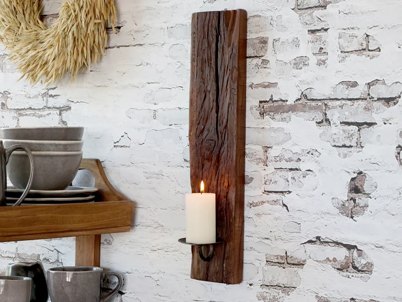 Chic Antique Grimaud Wandkerzenhalter aus Holz und Eisen