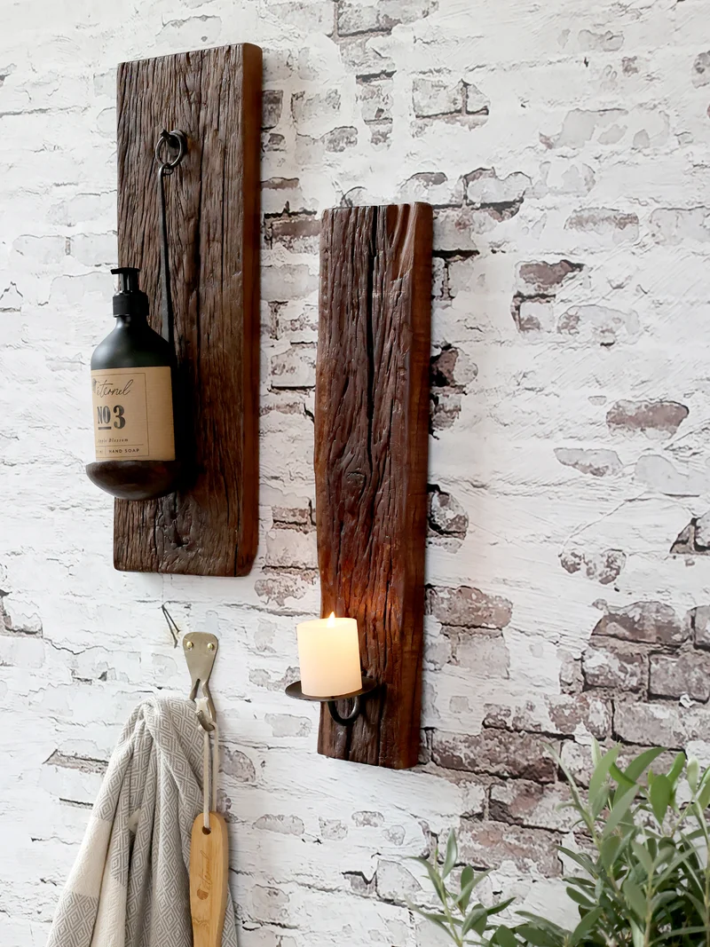 Chic Antique Grimaud Wandkerzenhalter aus Holz und Eisen