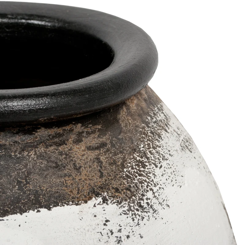 Deko-Vase KALIFIA Antik-Weiß-Schwarz ca. H38cm