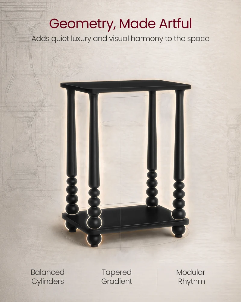 VASAGLE MARIEL Collection - Side Table, Accent Nightstand for Small Spaces, Rectangular End Table with Shelf, Solid Wood Legs, Ink Black