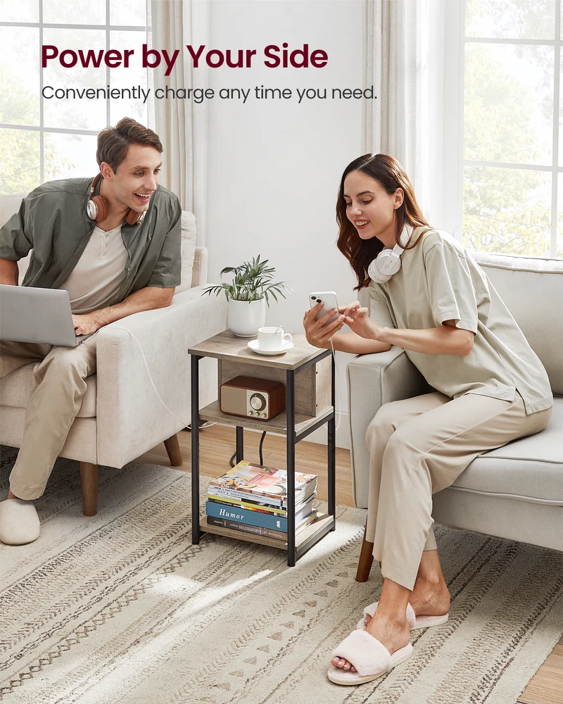 Side Table Bedside Table End Tables Living Room Side Tables Living Room Nightstand With Usb Ports And Outlets Small Tables For Small Spaces