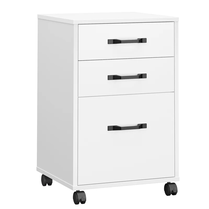 VASAGLE Mobile File Cabinet, 3 Drawers, with Wheels, for A4, Letter Sized Documents, Adjustable Hanging Rail for File Folders, Cloud White