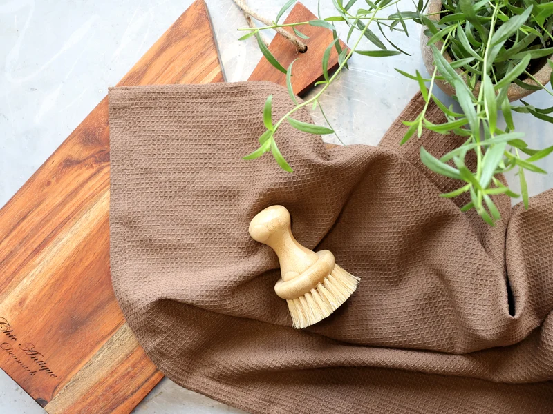 Chic Antique Éternel Geschirrtuch Helle Schokolade mit Waffelstruktur