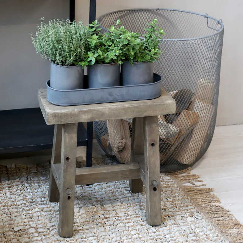 Chic Antique Hocker aus Kiefernholz