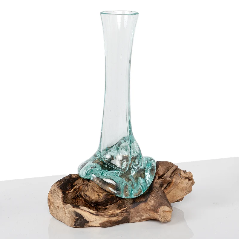 Teak Blumenvase DROP-A ca. H30cm