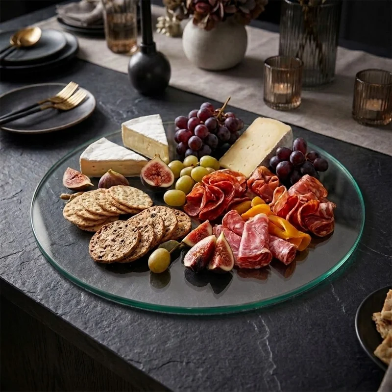Glasplatte TERRY 30cm Rund 8mm Gehärtetes Glas Platzteller