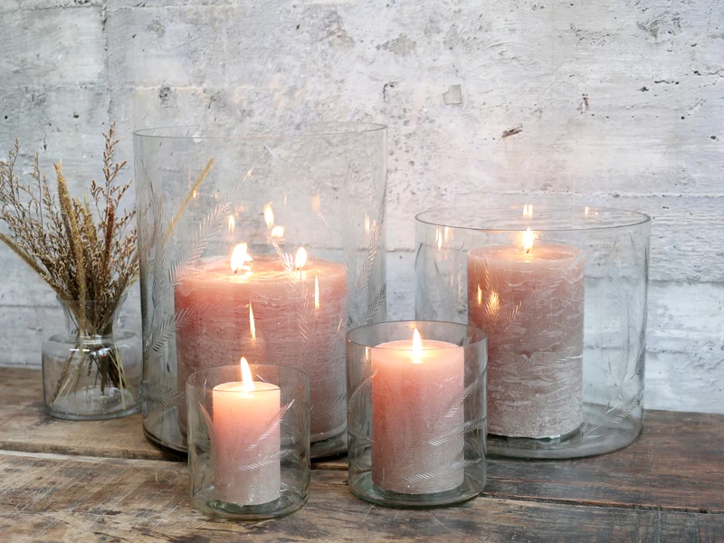 Chic Antique Windlicht mit Schliff Glas