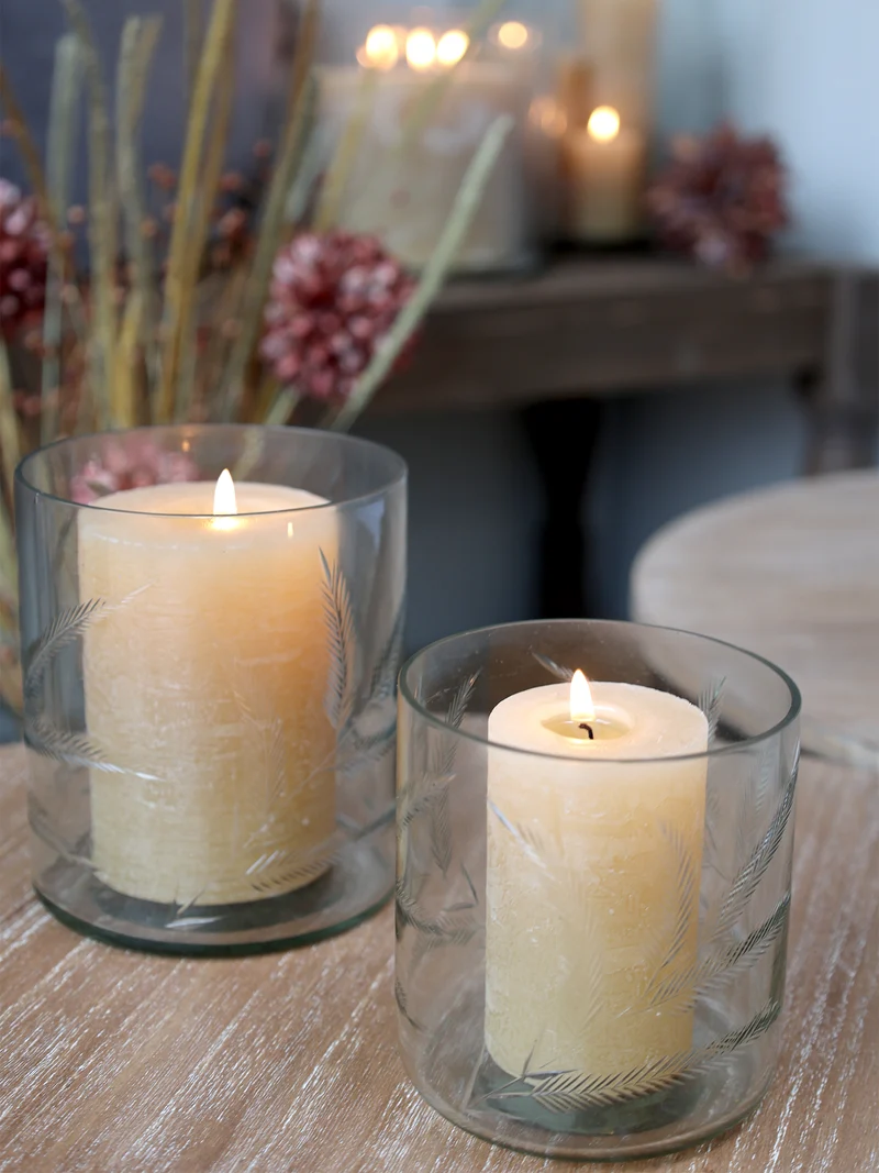 Chic Antique Windlicht mit Schliff Glas