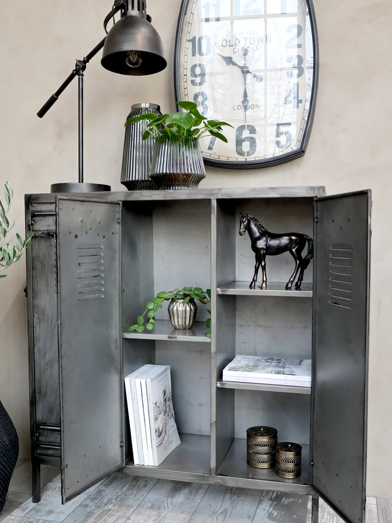 Chic Antique Vase mit Rillen aus Glas Kohle