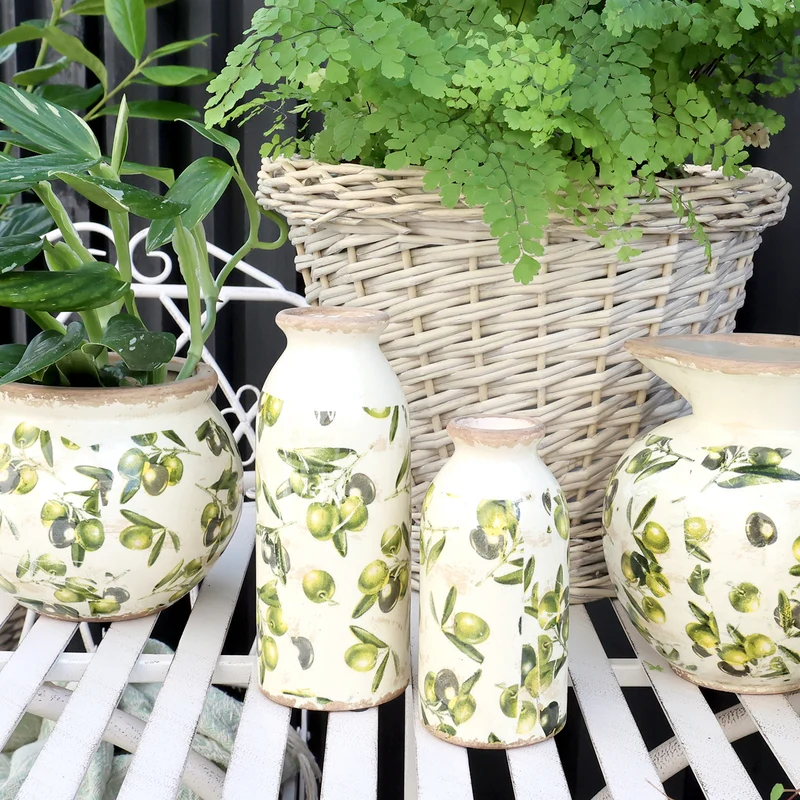 Chic Antique Flasche mit Olivenmuster