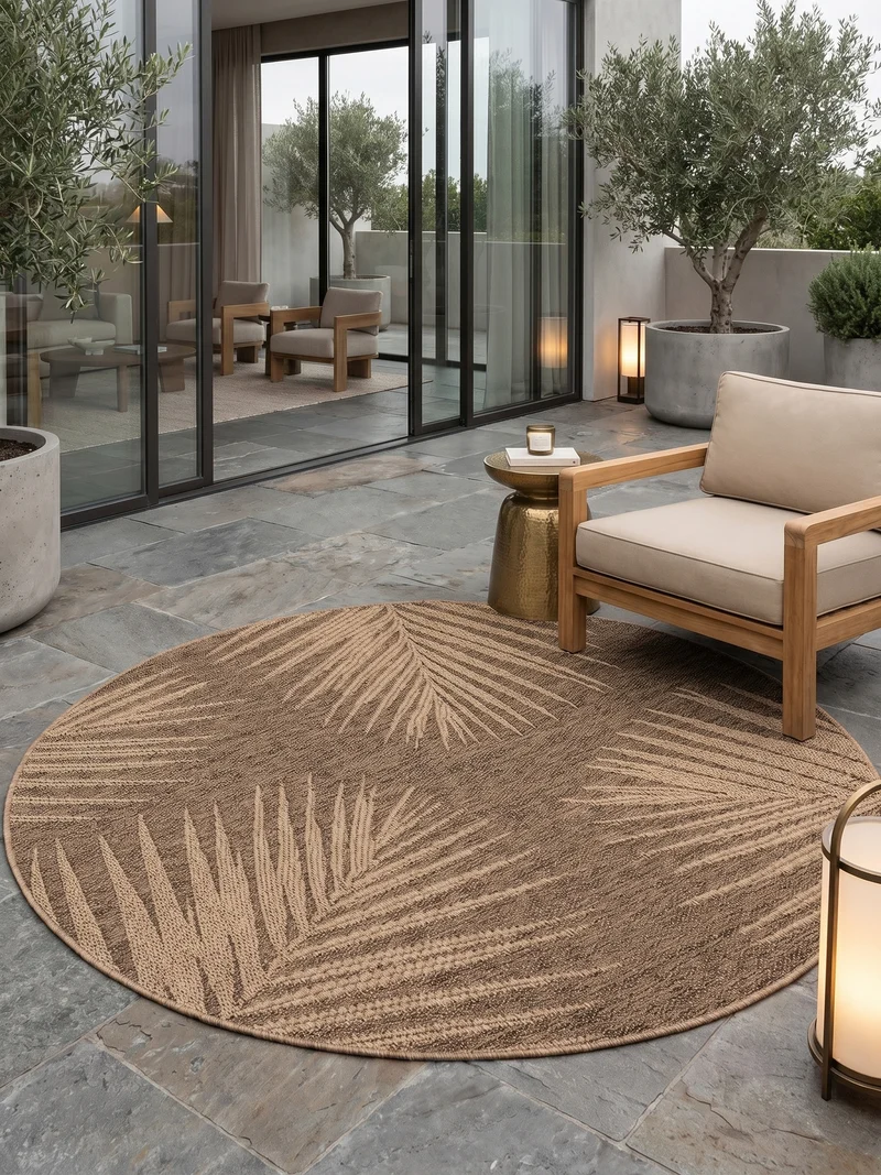 Outdoor-Teppich Blattmuster – Waschbar & Wetterfest für Balkon & Terrasse