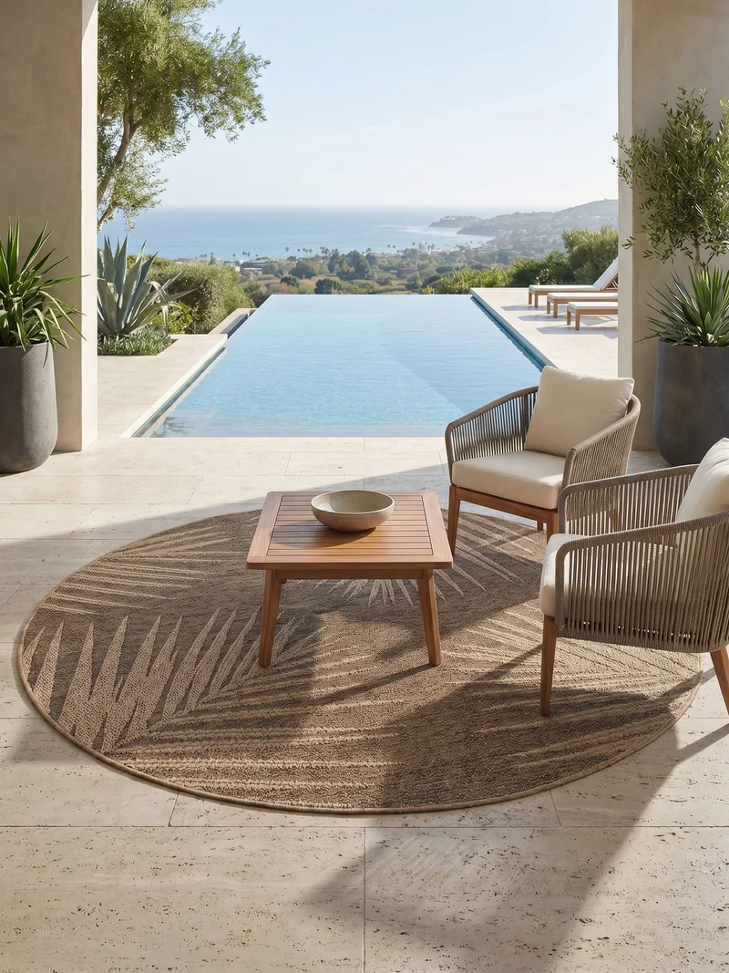 Outdoor-Teppich Blattmuster – Waschbar & Wetterfest für Balkon & Terrasse