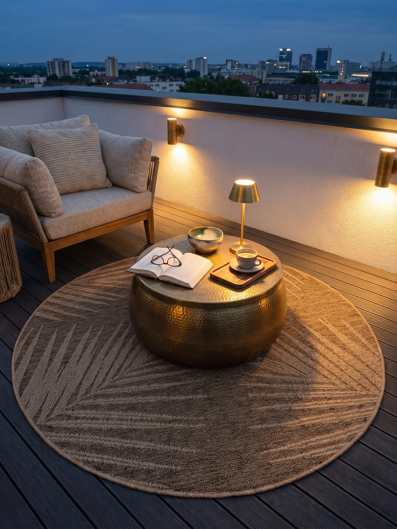 Outdoor-Teppich Blattmuster – Waschbar & Wetterfest für Balkon & Terrasse