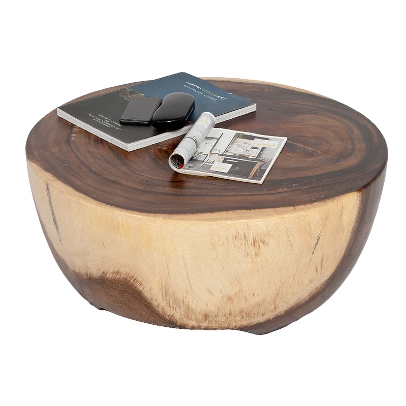 Massiver Suar Couchtisch WINNY Natural ca. D75cm Handarbeit
