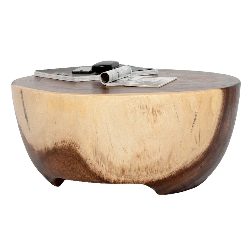 Massiver Suar Couchtisch WINNY Natural ca. D75cm Handarbeit