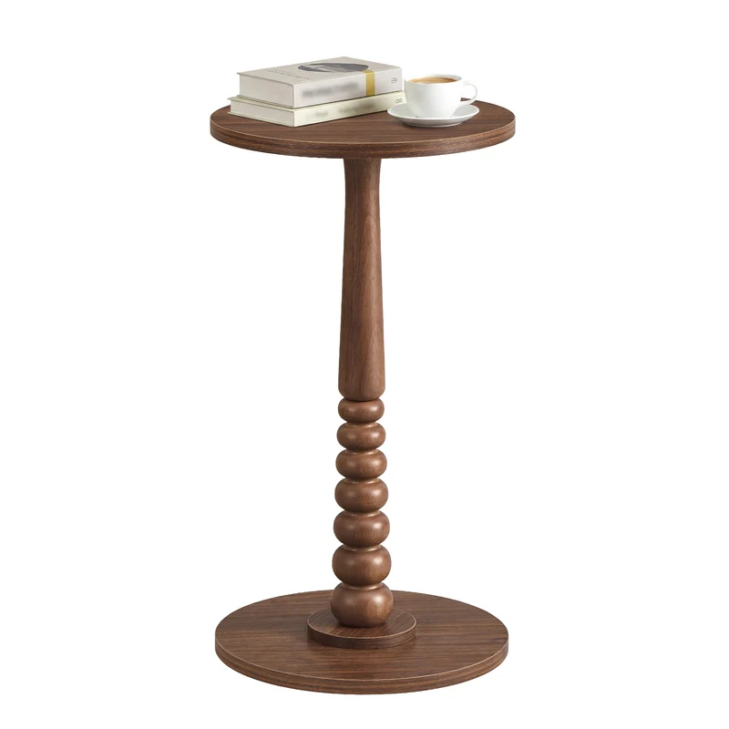 VASAGLE MARIEL Collection - Side Table, Accent Nightstand, Round End Drink Table, Solid Wood Leg, Mid-Century Modern, Chestnut Walnut