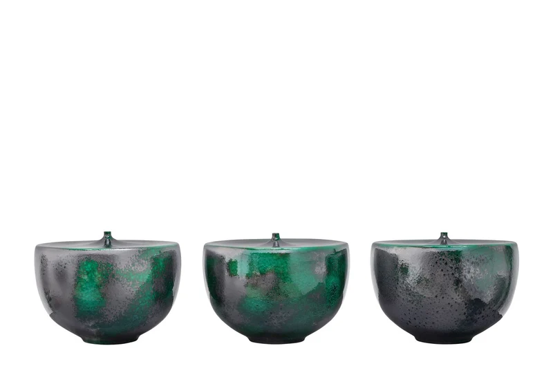 Casa Padrino Luxus Vase Grün Ø 33 x H. 25,5 cm - Breite Deko Vase aus Steingut in sattem Grün - Luxus Deko Accessoires
