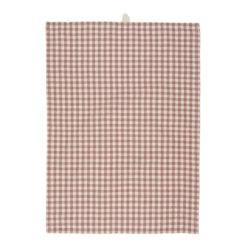 Ib Laursen Geschirrtuch Mette Malva mit naturfarbenen Karos