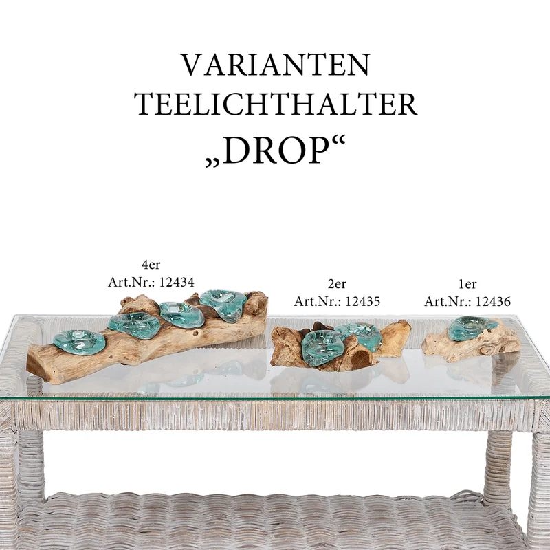 Teakwurzel 4er Teelichthalter DROP Weihnachtsdekoration