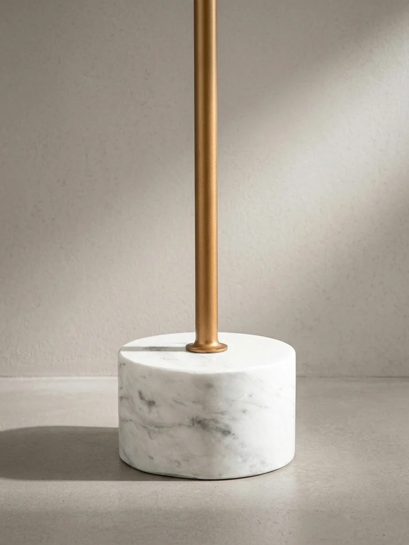 Beistelltisch – Rund Echter Marmor Weiß Gold 30x30x55,5 cm
