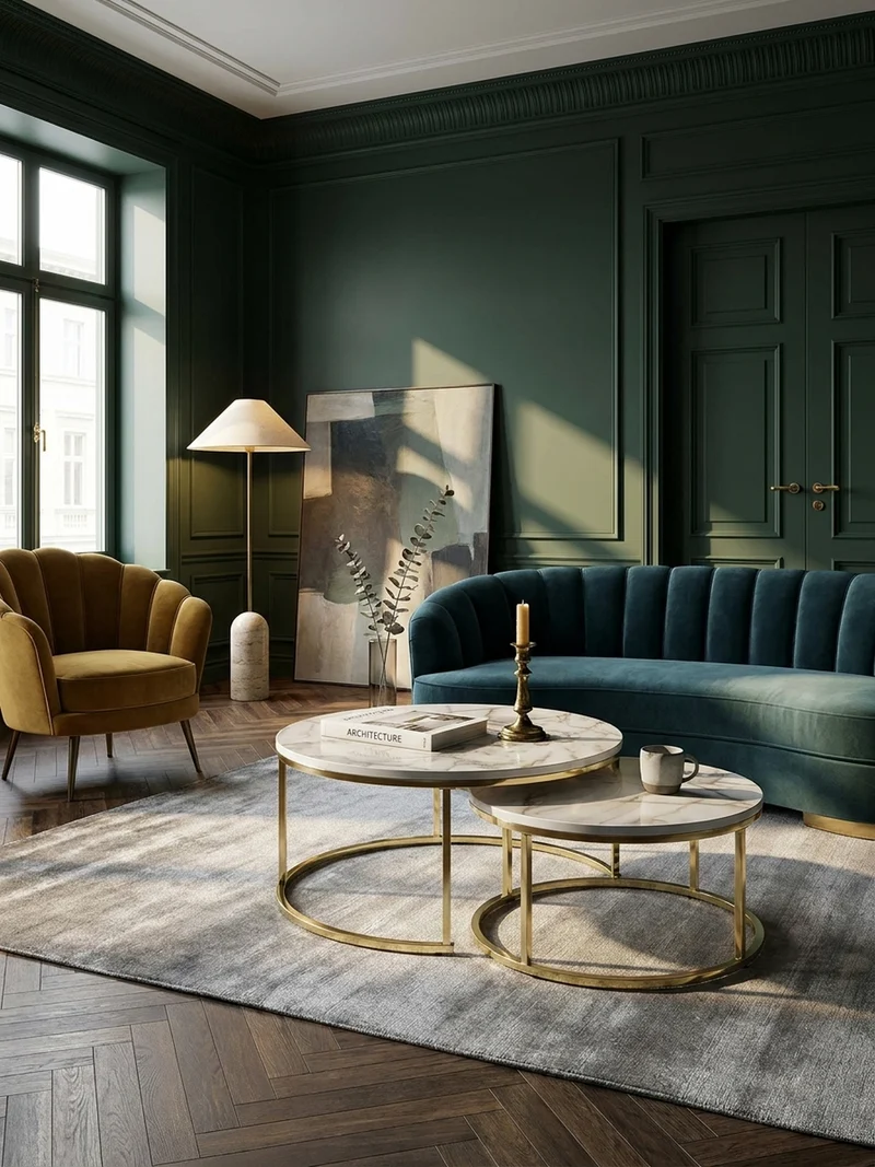Couchtisch 2er Set Marmoroptik oder Eichenfurnier Metall Ineinanderschiebbar