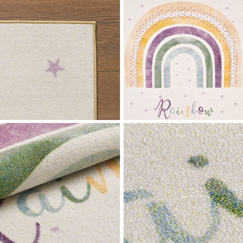 Kinderteppich Flachgewebe Regenbogen – Rutschfest & Waschbar für Kinderzimmer