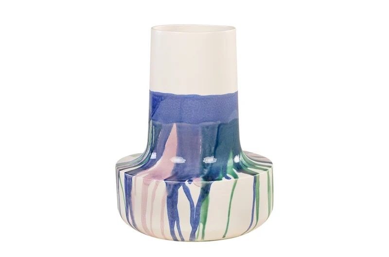 Casa Padrino Luxus Vase Ø 37,5 x H. 47,5 cm - Große Steingut Vase im frei gestalteten Freestyle Finish - Luxus Deko Accessoires