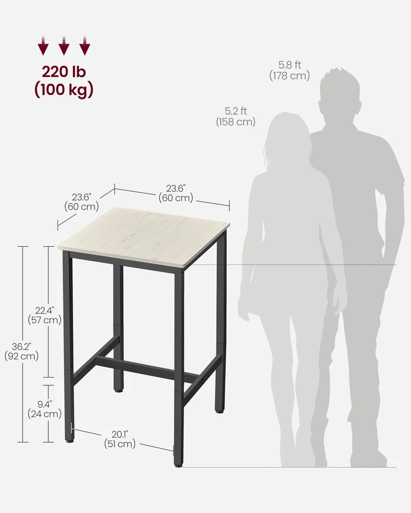 LEDREM Pub Table, Bar Height Table, Counter Height Table, Square Table,Small Kitchen Table, Short Table Counter Height Bar Table, Small Bistro Table