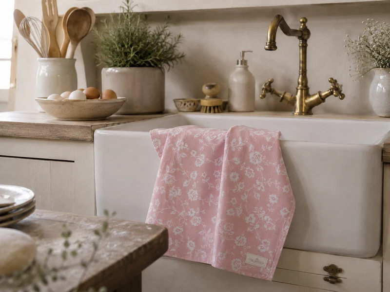 Chic Antique Aix Geschirrtuch mit Wildrosen Rosa