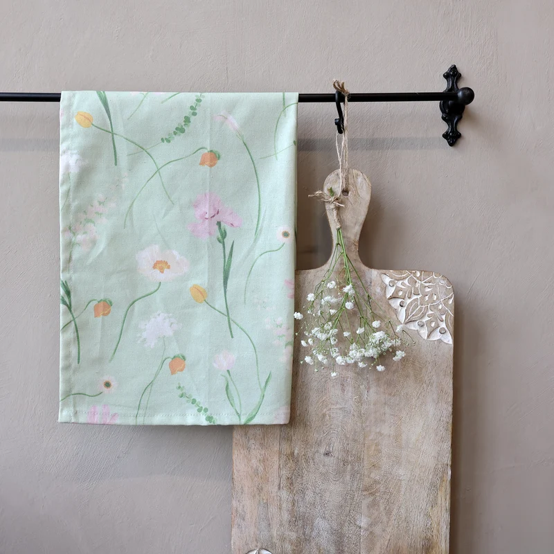 Chic Antique Aix Geschirrtuch Grün mit Blumen